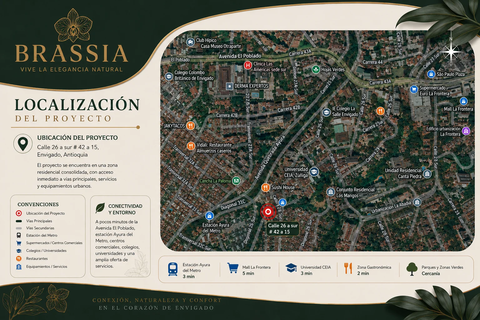Brassia ubicación mapa Envigado Colombia inversión