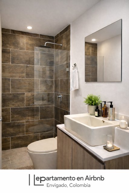 Baño con ducha lluvia apartamento El Rubí
